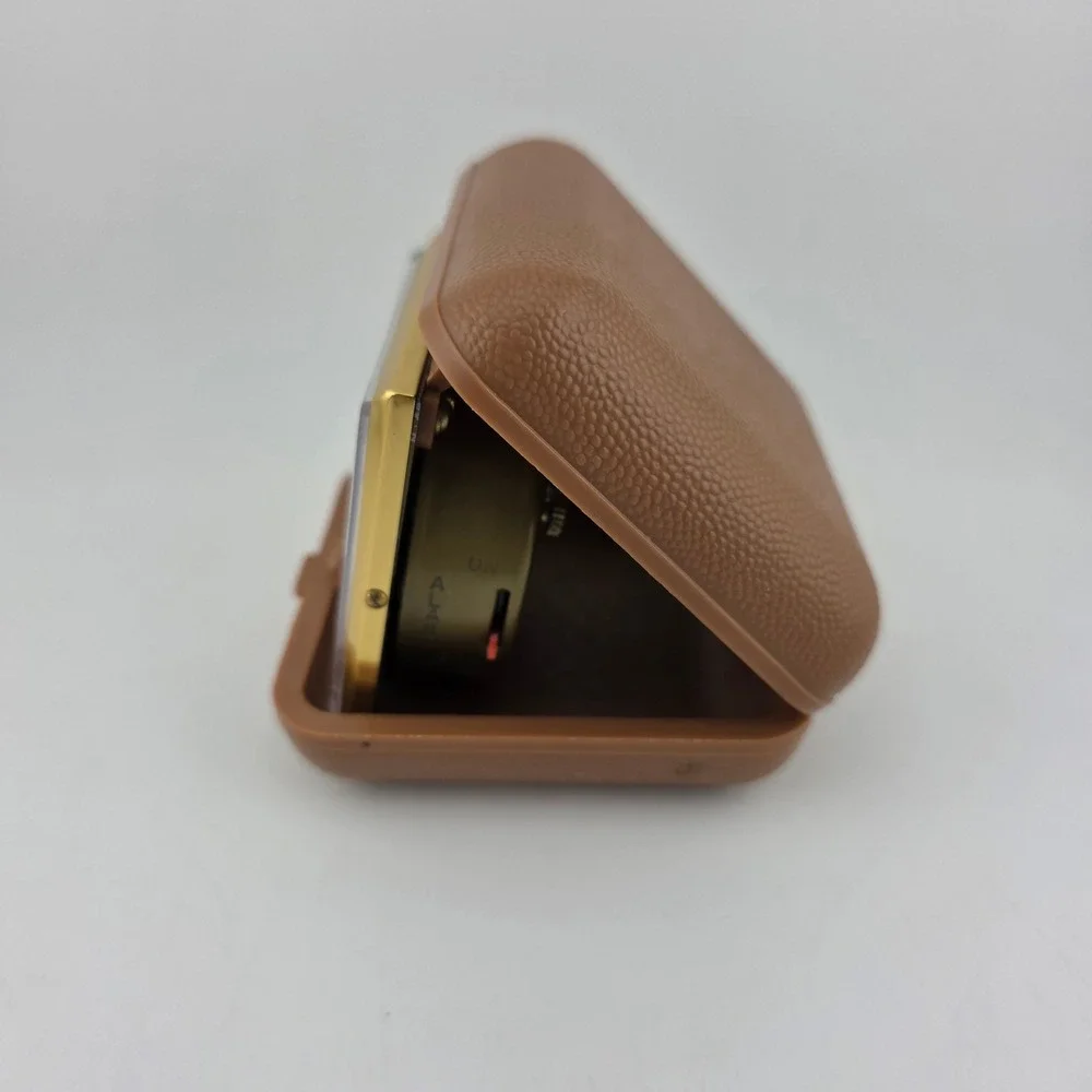 Westclox Vintage Wind-Up Travel Alarm Clock 1960s-70s Brown Case Works